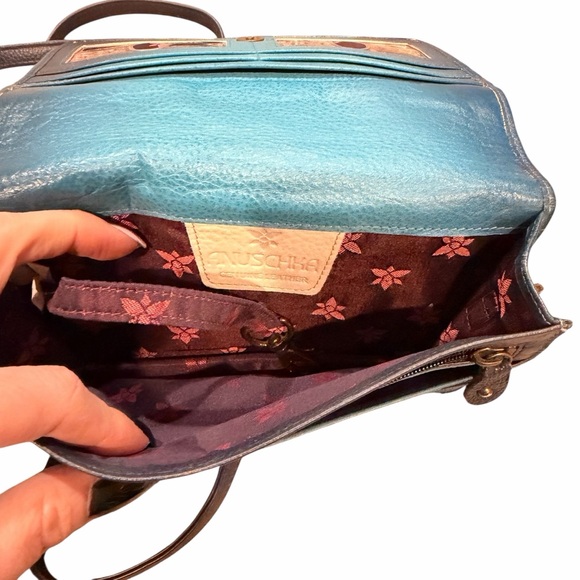 Anna by Anuschka Blue and Pink Floral Crossbody Bag - Picture 6 of 8